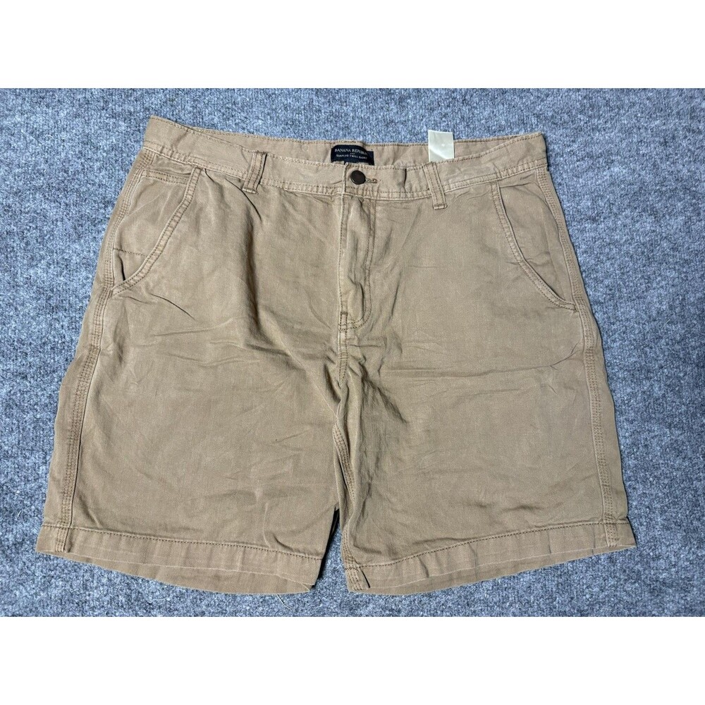 Banana Republic Chino Shorts Mens 36 Brown Surplus Twill 9" Inseam Canvas Casual